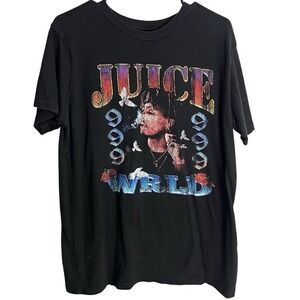 Juice WRLD Graphic T Shirt Mens L Black Rap Tee Streetwear Hip Hop Band